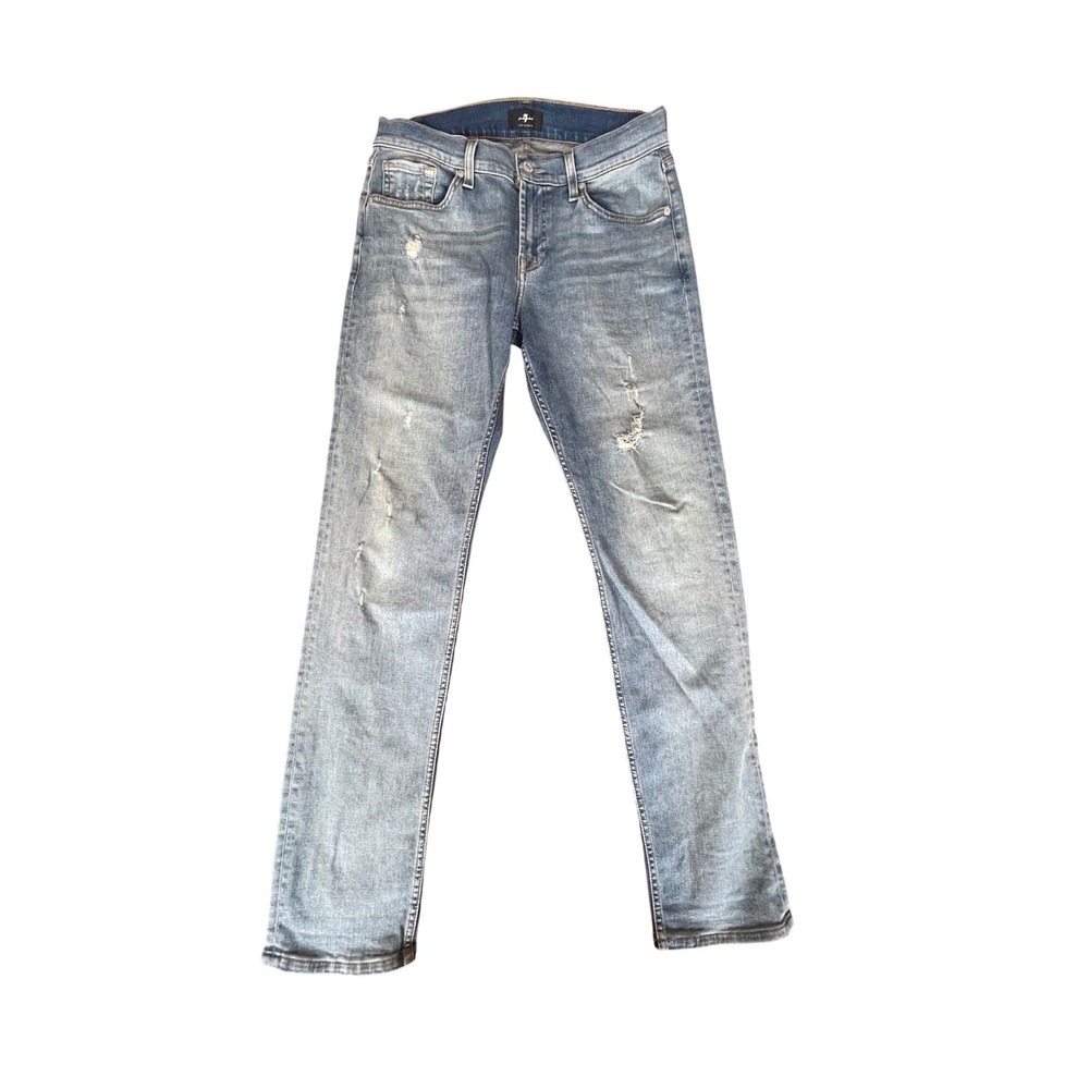 7 For All‎ Mankind Slimmy Slim Straight Distressed Jeans Light Wash 30 7D51C191